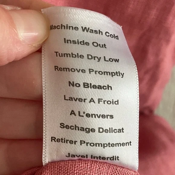 Frank&Eileen Grayson Pink 100% Linen The Artist Short Sleeve Full Length Dress L - Picture 12 of 14